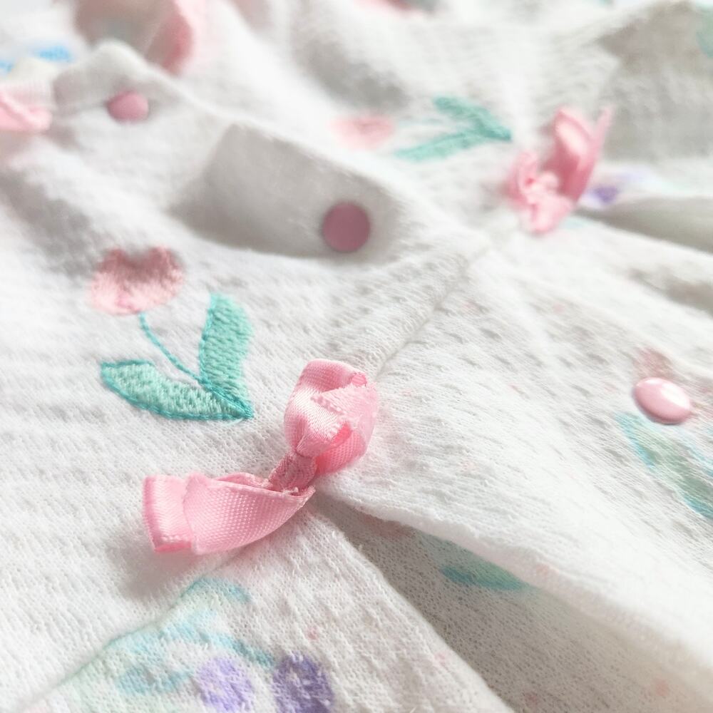 Vintage 1980s Carter’s Baby Girls One-Piece Floral Footed Romper – Size L 12 Mos - Picture 3 of 9